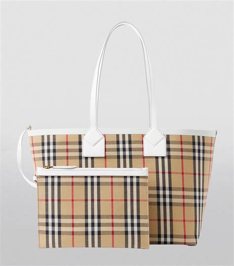 Burberry Check Cotton Small London Tote Bag 